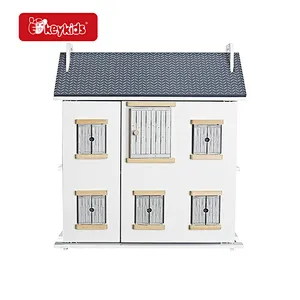 DIY pretend play princess 3 layer villa wooden house toy with accessories W06A536